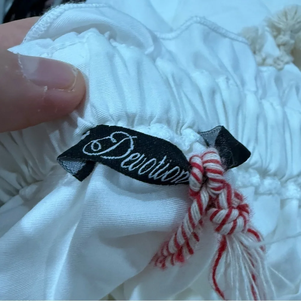 NWT Devotion Twins Dress Tassel Tiered Midi Strap Tie in White